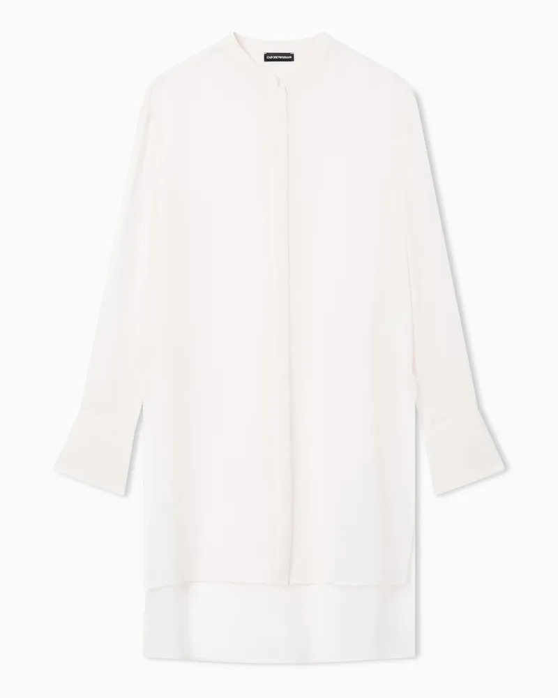 Emporio Armani Maxi camicia in tecno georgette Bianco