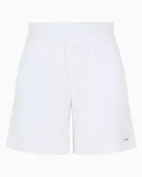 Emporio Armani OFFICIAL STORE Shorts In Felpa Con Ricamo Logo Bianco