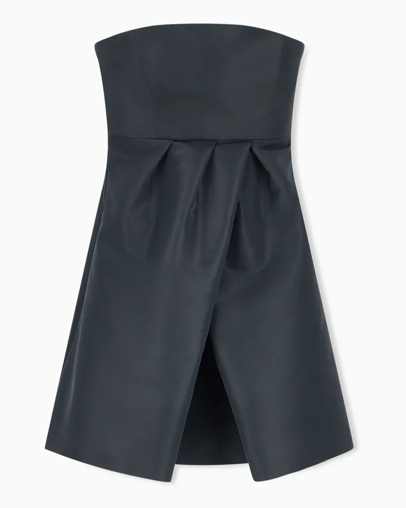 Emporio Armani Abito in faille con bordature in raso e zip invisibile Nero