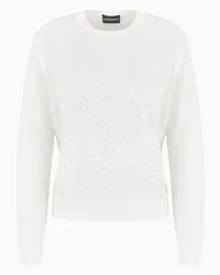 Emporio Armani OFFICIAL STORE Maglione In Lana Rasata Con Micro Strass Bianco