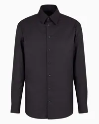 Emporio Armani OFFICIAL STORE Camicia In Cotone Jacquard Motivo Fantasia Blu