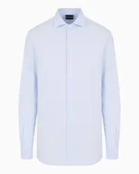 Emporio Armani OFFICIAL STORE Camicia In Cotone Jacquard Fantasia Logo All Over Blu