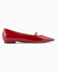 Emporio Armani OFFICIAL STORE Ballerine A Punta In Pelle Verniciata Con Placca Aquila Rosso