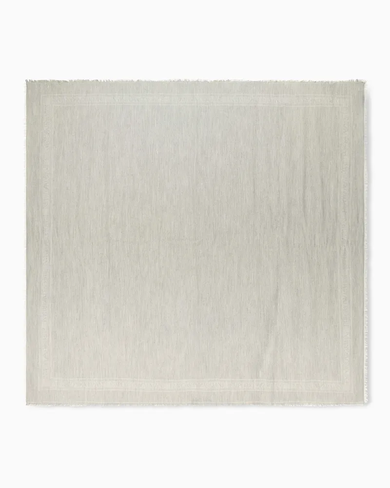 Emporio Armani Sciarpa in misto modal logo jacquard Capsule Signature Bianco