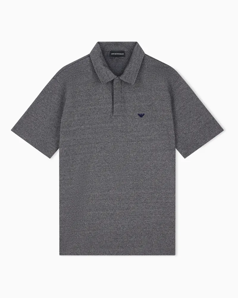 Emporio Armani Polo in jersey jacquard mouliné Grigio