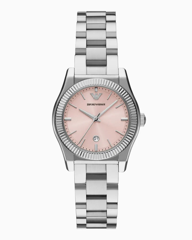 Emporio Armani Orologio a tre lancette in acciaio inossidabile con datario Multicolore