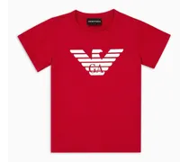 Emporio Armani OFFICIAL STORE T-shirt In Jersey Pima Con Logo Rosso