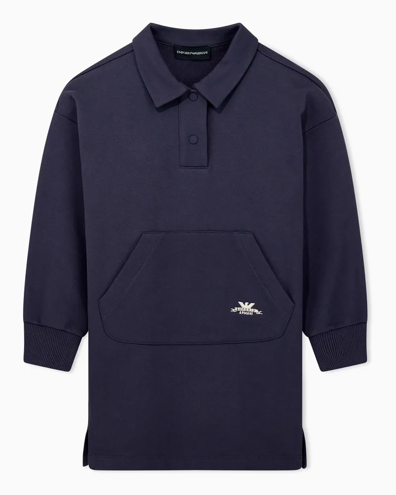 Emporio Armani Abito in felpa di cotone con colletto polo e tasca Blu