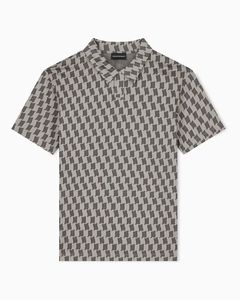 Emporio Armani Polo in jersey jacquard misto lyocell Capsule Signature Grigio
