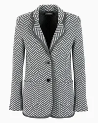 Emporio Armani OFFICIAL STORE Blazer Monopetto In Jersey Jacquard Motivo Chevron Grigio