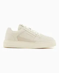 Emporio Armani OFFICIAL STORE Sneakers In Pelle Rigenerata Con Dettagli A Contrasto Asv Bianco