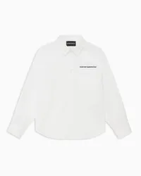 Emporio Armani OFFICIAL STORE Camicia In Cotone Stretch Con Tasca E Ricamo Logo Bianco