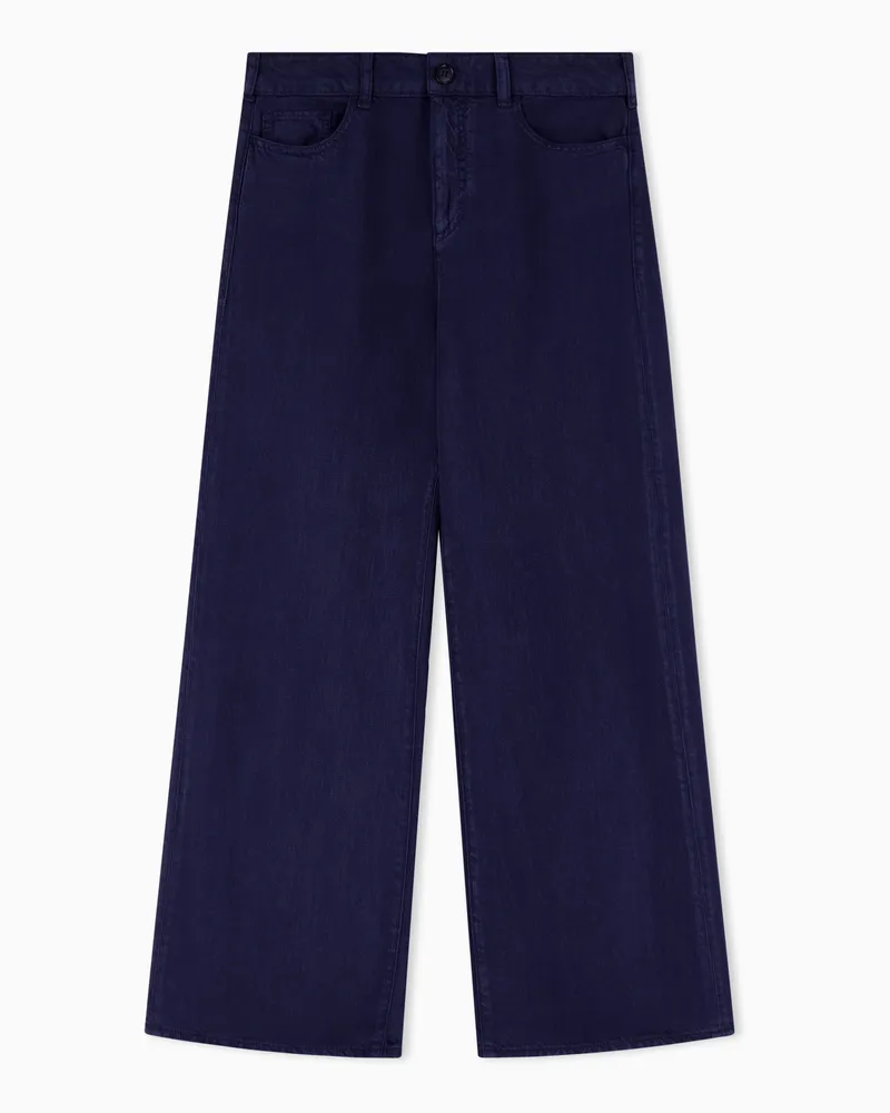 Emporio Armani Pantaloni J33 regular fit in lino e lyocell tinto capo Blu