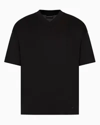 Emporio Armani OFFICIAL STORE T-shirt Scollo V In Jersey Misto Lyocell Asv Nero