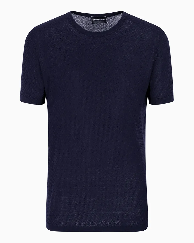 Emporio Armani Maglia in seta a trama fantasia Blu