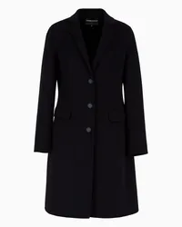 Emporio Armani OFFICIAL STORE Cappotto Midi Con Revers In Puro Cashmere Blu