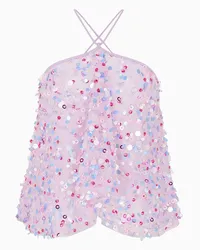 Emporio Armani OFFICIAL STORE Top In Tulle Con Volant E Ricamo Paillettes Multicolor Multicolor