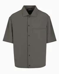 Emporio Armani OFFICIAL STORE Camicia Over Fit A Maniche Corte In Seersucker Tecnico Militare