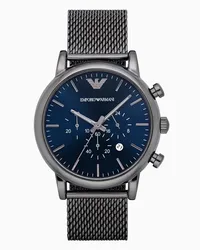 Emporio Armani OFFICIAL STORE Cronografo Da Uomo Con Bracciale In Acciaio Color Canna Di Fucile Blu