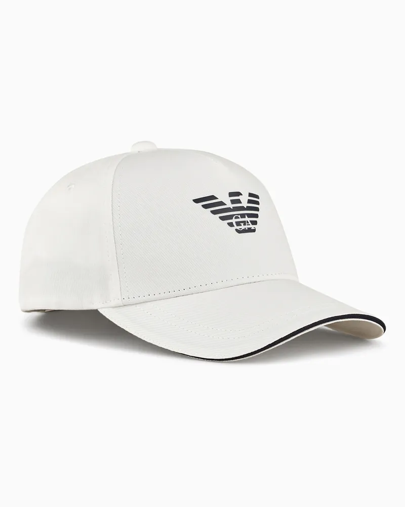 Emporio Armani Cappello stampa aquila da baseball in cotone Bianco