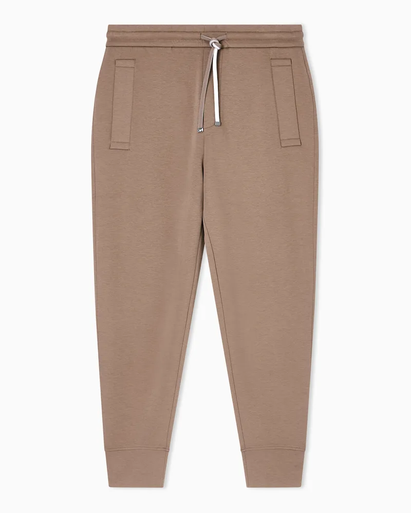 Emporio Armani Pantaloni jogger in double jersey Marrone