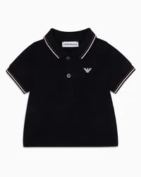 Emporio Armani OFFICIAL STORE Polo In Piquet Stretch Con Profili A Righe Blu