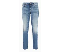 Emporio Armani OFFICIAL STORE Jeans J06 Slim Fit In Denim 12,2 Oz Stone Wash Con Venature Blu