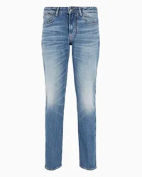 Emporio Armani OFFICIAL STORE Jeans J06 Slim Fit In Denim 12,2 Oz Stone Wash Con Venature Blu