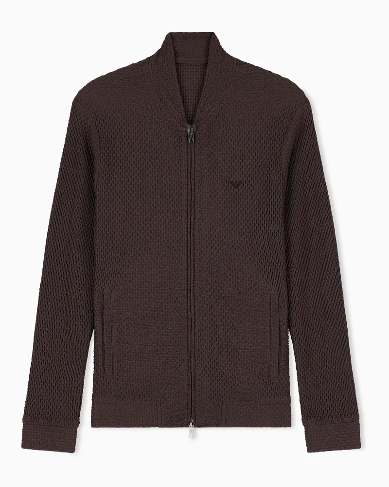 Emporio Armani Blouson in jersey bielastico goffrato Marrone