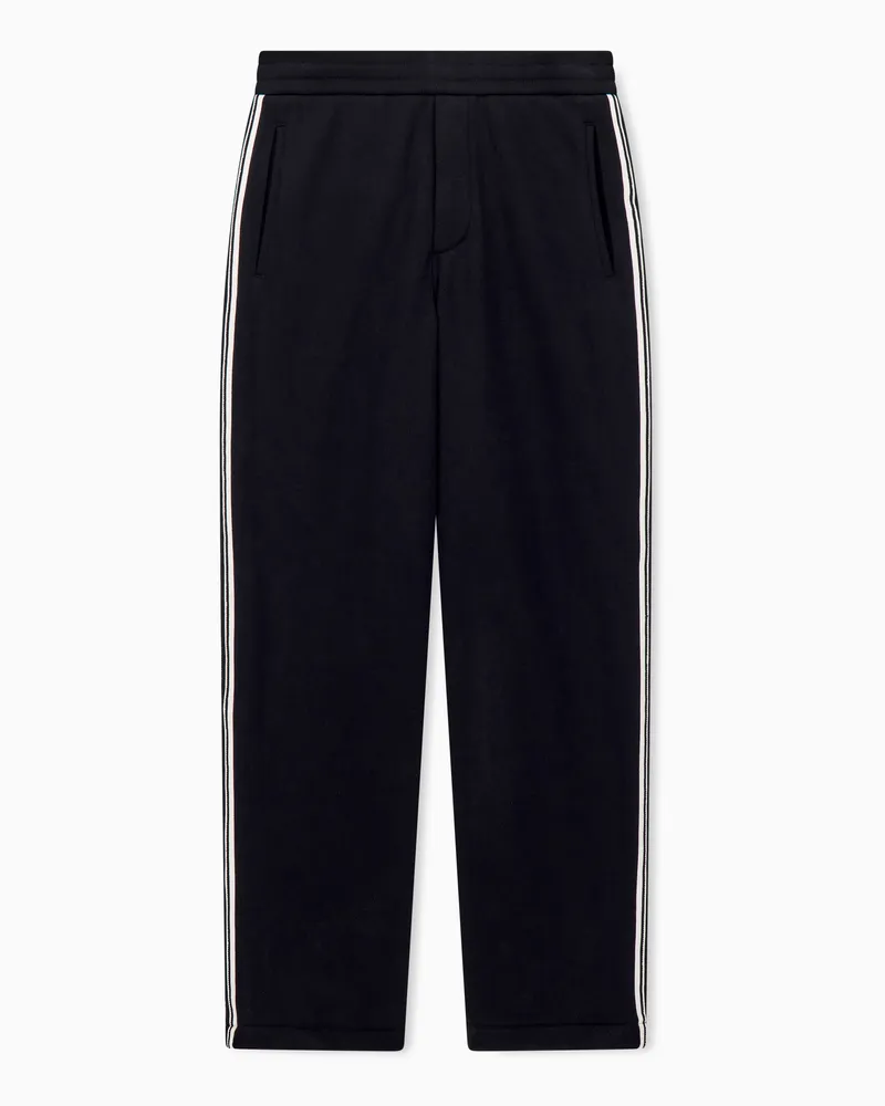 Emporio Armani Pantaloni jogging in cotone con bande a contrasto Nero