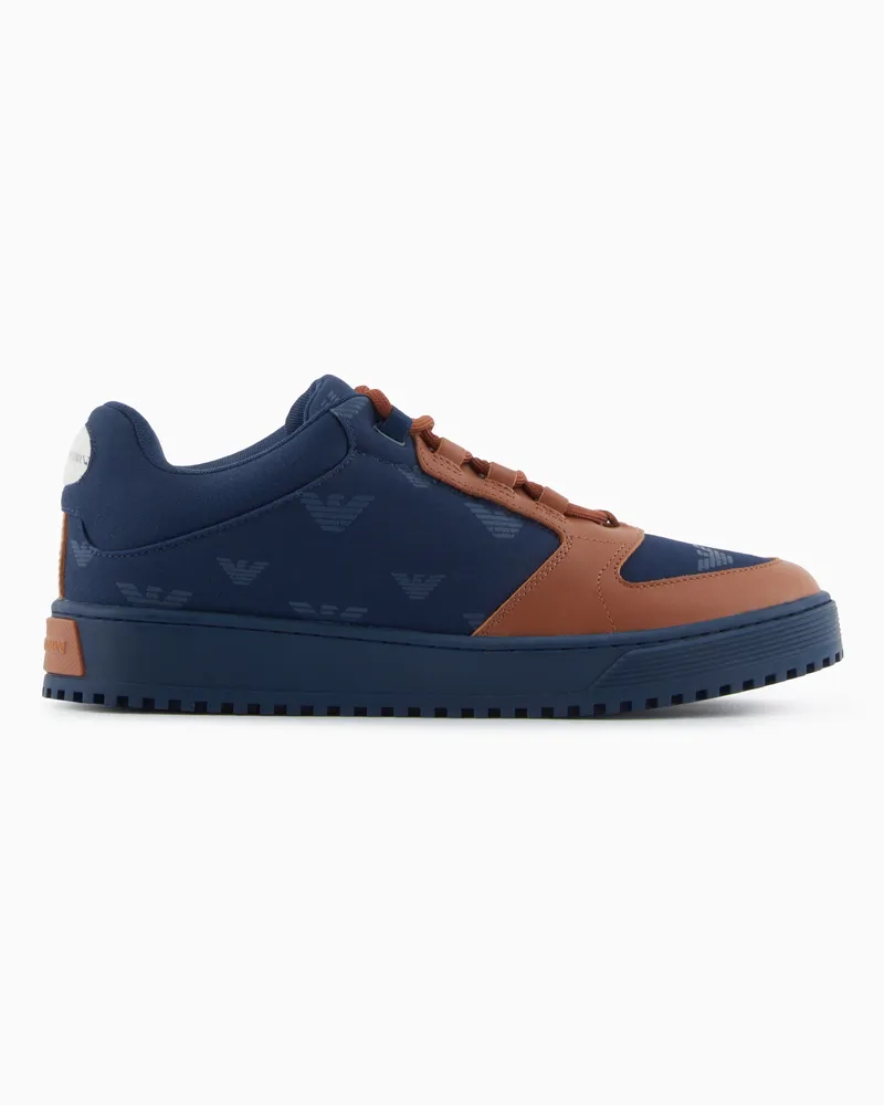 Emporio Armani Sneakers in canvas eagle all over Blu