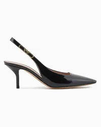 Emporio Armani OFFICIAL STORE Décolleté Slingback In Pelle Verniciata Con Placca Aquila Nero