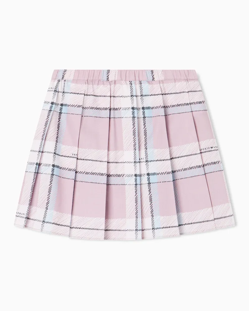 Emporio Armani Gonna plissettata in cotone e viscosa con stampa tartan Rosa