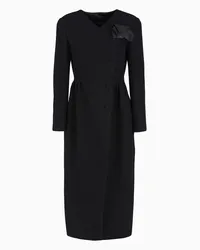 Emporio Armani OFFICIAL STORE Cappotto In Tessuto Cover Misto Lana Vergine Capsule Moon Nero