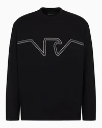 Emporio Armani OFFICIAL STORE Maglia In Jersey Heavy Con Ricamo Logo A Rilievo Asv Nero