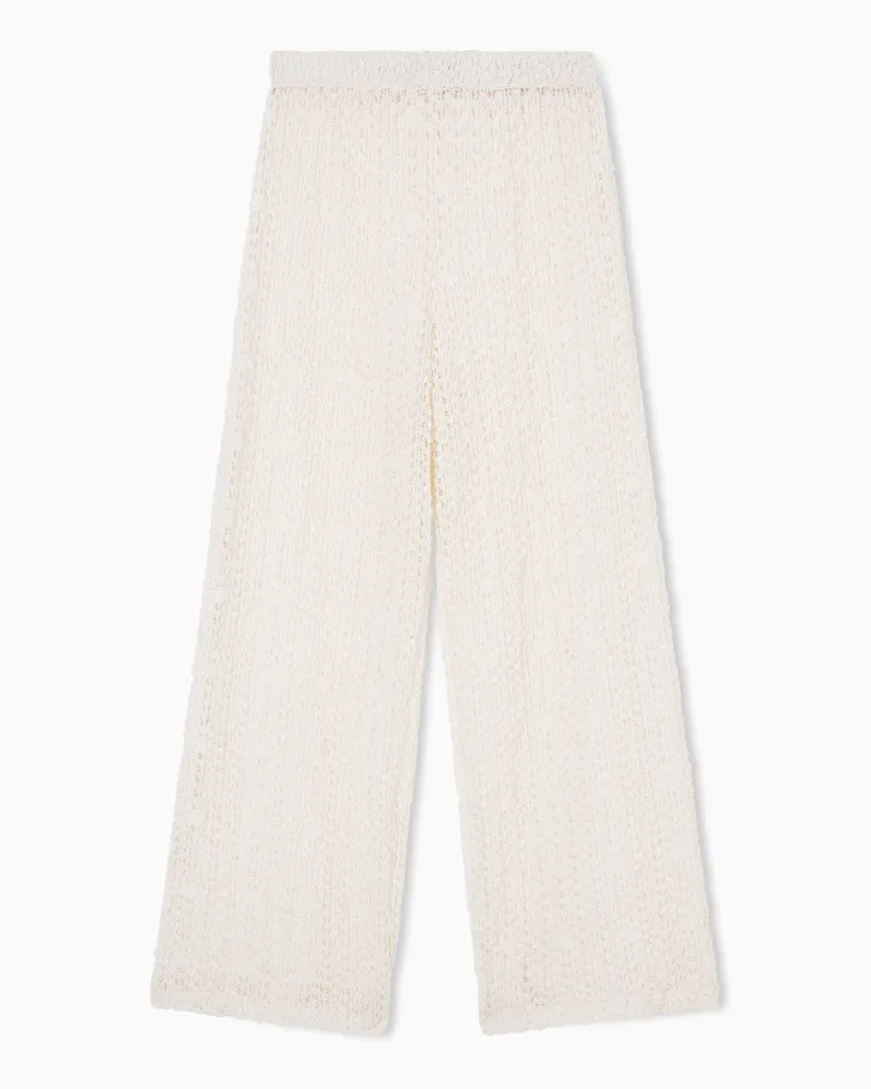 Emporio Armani Pantaloni beachwear in pizzo macramé pattern floreale Bianco
