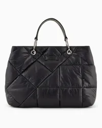 Emporio Armani OFFICIAL STORE Shopper Media Myea In Nylon Matelassé Nero