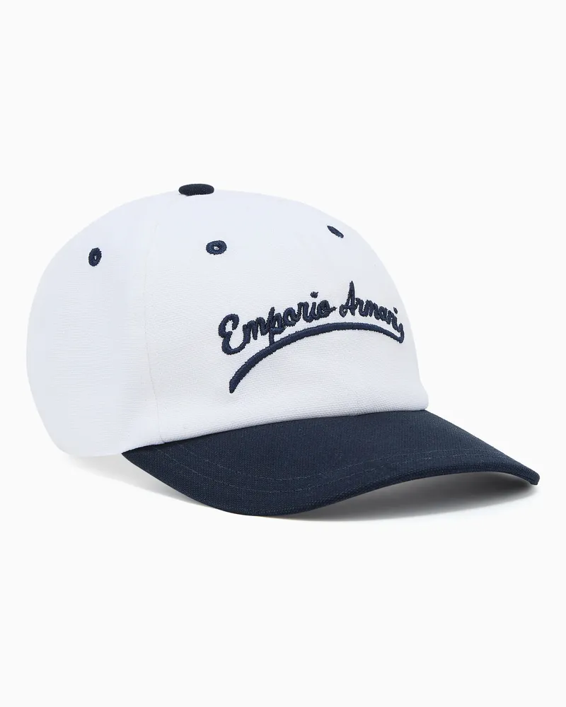 Emporio Armani Cappello da baseball in canvas con ricamo logo Bicolore