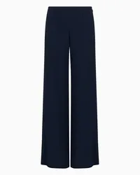 Emporio Armani OFFICIAL STORE Pantaloni Palazzo Con Taschino In Cady Canneté Icon Blu