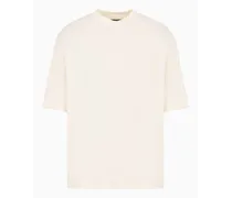 Emporio Armani OFFICIAL STORE T-shirt Over Fit In Jersey Heavy Con Ricamo Logo Ea Beige