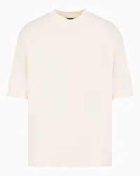 Emporio Armani OFFICIAL STORE T-shirt Over Fit In Jersey Heavy Con Ricamo Logo Ea Beige