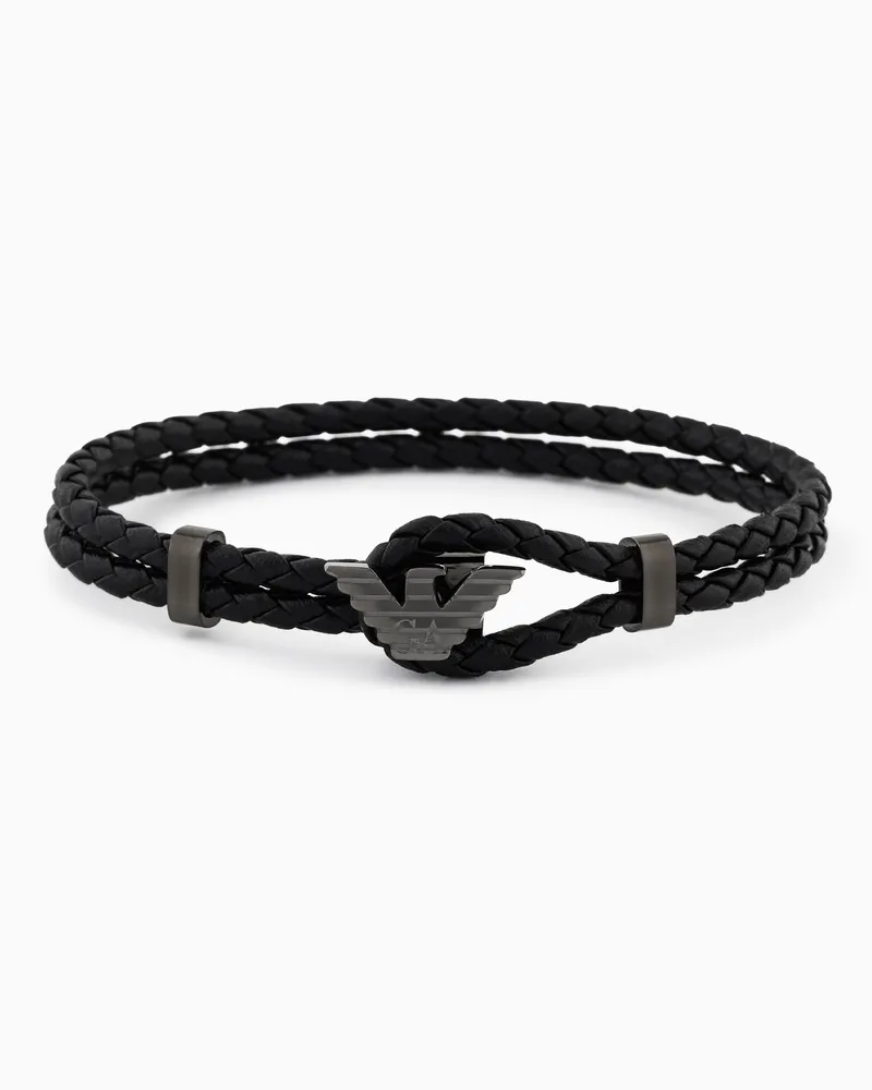 Emporio Armani Bracciale in pelle e acciaio inossidabile con cnna di fucile Multicolore