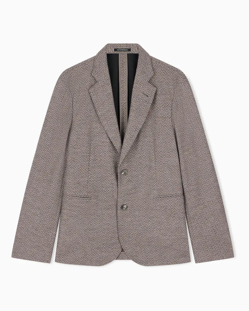 Emporio Armani Blazer sfoderato in jersey accoppiato chevron Beige