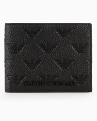 Emporio Armani OFFICIAL STORE Portafoglio In Pelle Embossed Eagle All Over Nero