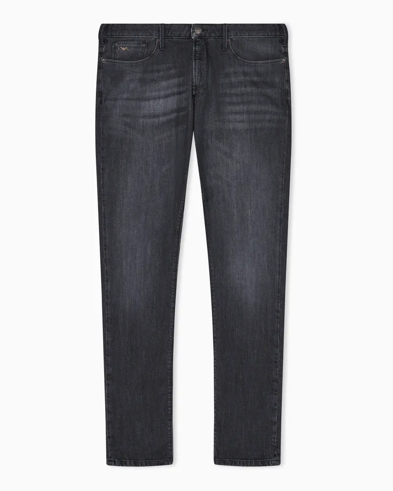 Emporio Armani Jeans J06 slim fit in denim stretch con striature Grigio
