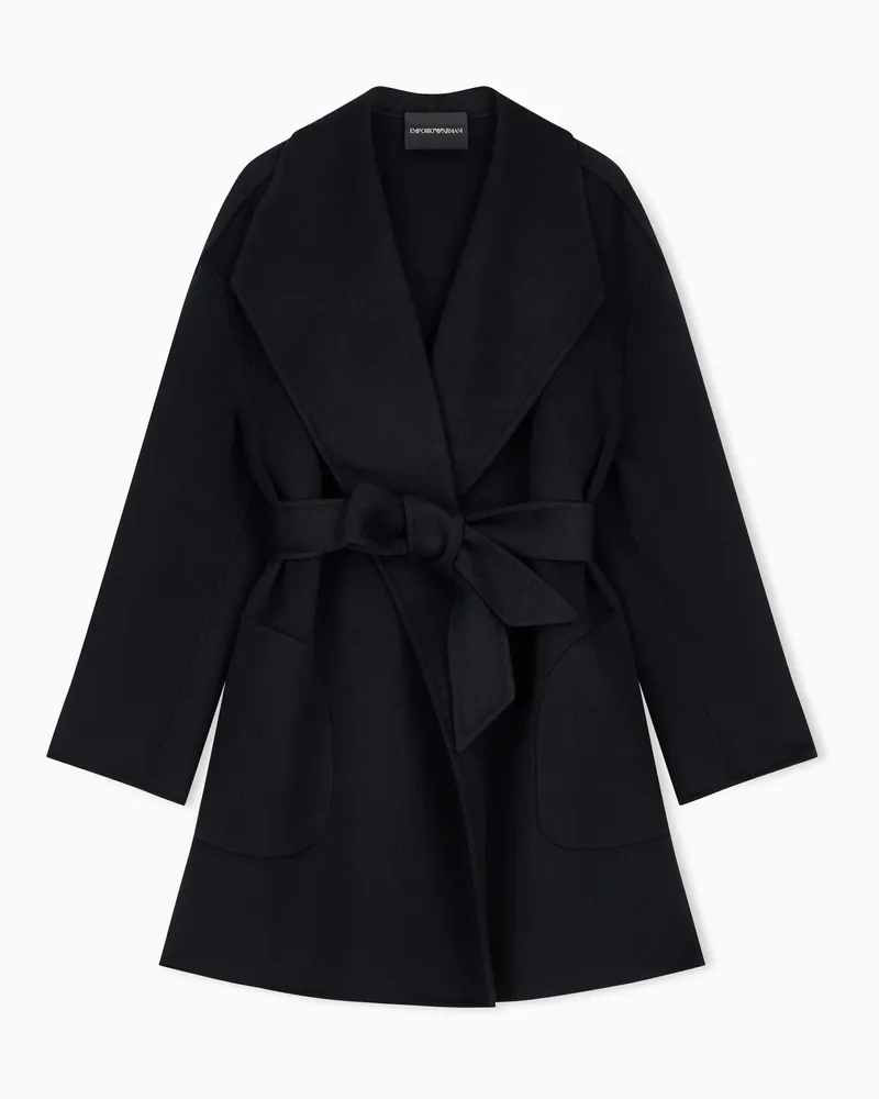 Emporio Armani Cappotto in lana vergine e cashmere con cintura Nero