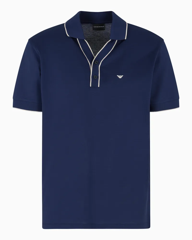 Emporio Armani Polo in piquet con profili a contrasto Blu