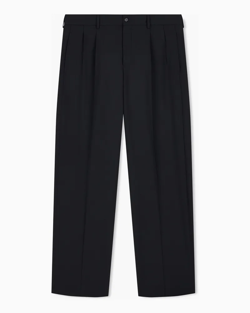 Emporio Armani Pantaloni in tela di lana elasticizzata Nero