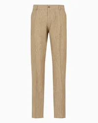 Emporio Armani OFFICIAL STORE Pantaloni In Lino Delavé Mano Crepe Con Nervatura Beige