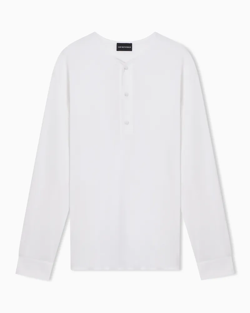 Emporio Armani Maglia collo serafino in jersey tinto capo Bianco